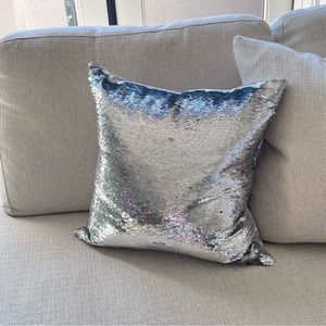 Silver Sequin Pillow Large Square 20 x 20